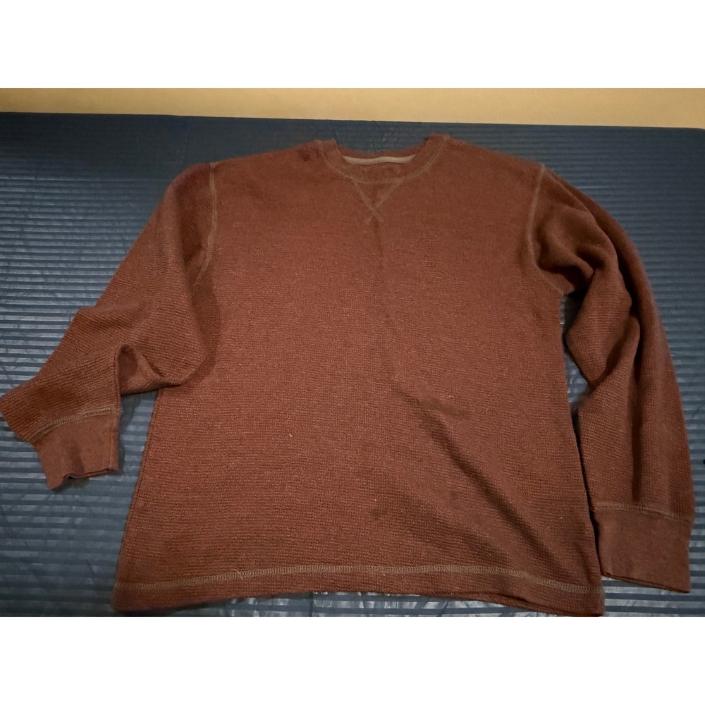 RedHead Brand Co Mens Medium Thermal Waffle Knit Long Sleeve Shirt Burgundy